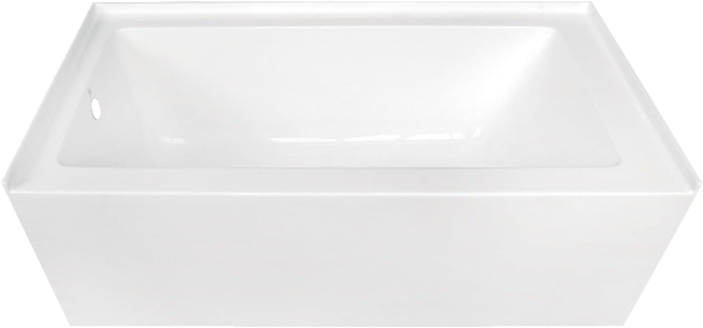 KINGSTON BRASS VTDE603122R 60-Inch Contemporary Alcove Acrylic Bathtub with Right Hand Drain and Overflow Holes, White