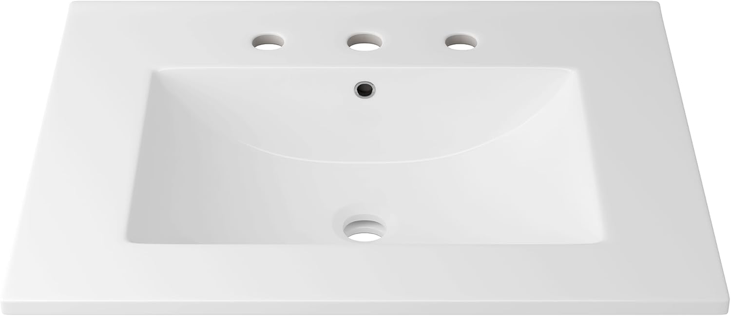 Eridanus 30"x18¼" Bathroom Vessel Sink, Ceramic Bathroom Vanity Sink Top with Overflow, Drop in Bathroom Sink Rectangle Ideal for Small Spaces, Convenient for Storing Personal Items - Glossy White