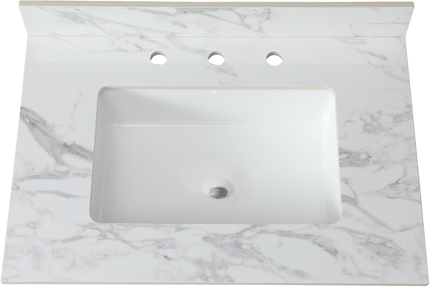 Montary 43"x 22" Bathroom Vanity Top with Undermounted Large Ceramic Sink & Backsplash, Sintered Stone Artificial Marble Vanity Sink Tops with 1 Pre-Drilled Hole for Bathroom, Gray Gold Veins