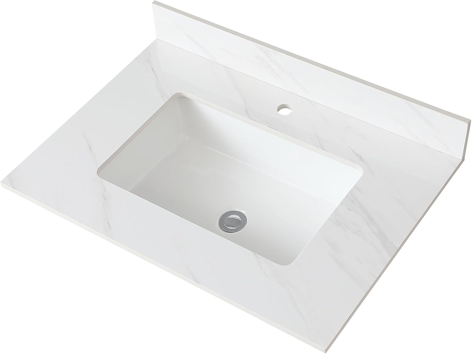 Montary 43"x 22" Bathroom Vanity Top with Undermounted Large Ceramic Sink & Backsplash, Sintered Stone Artificial Marble Vanity Sink Tops with 1 Pre-Drilled Hole for Bathroom, Gray Gold Veins