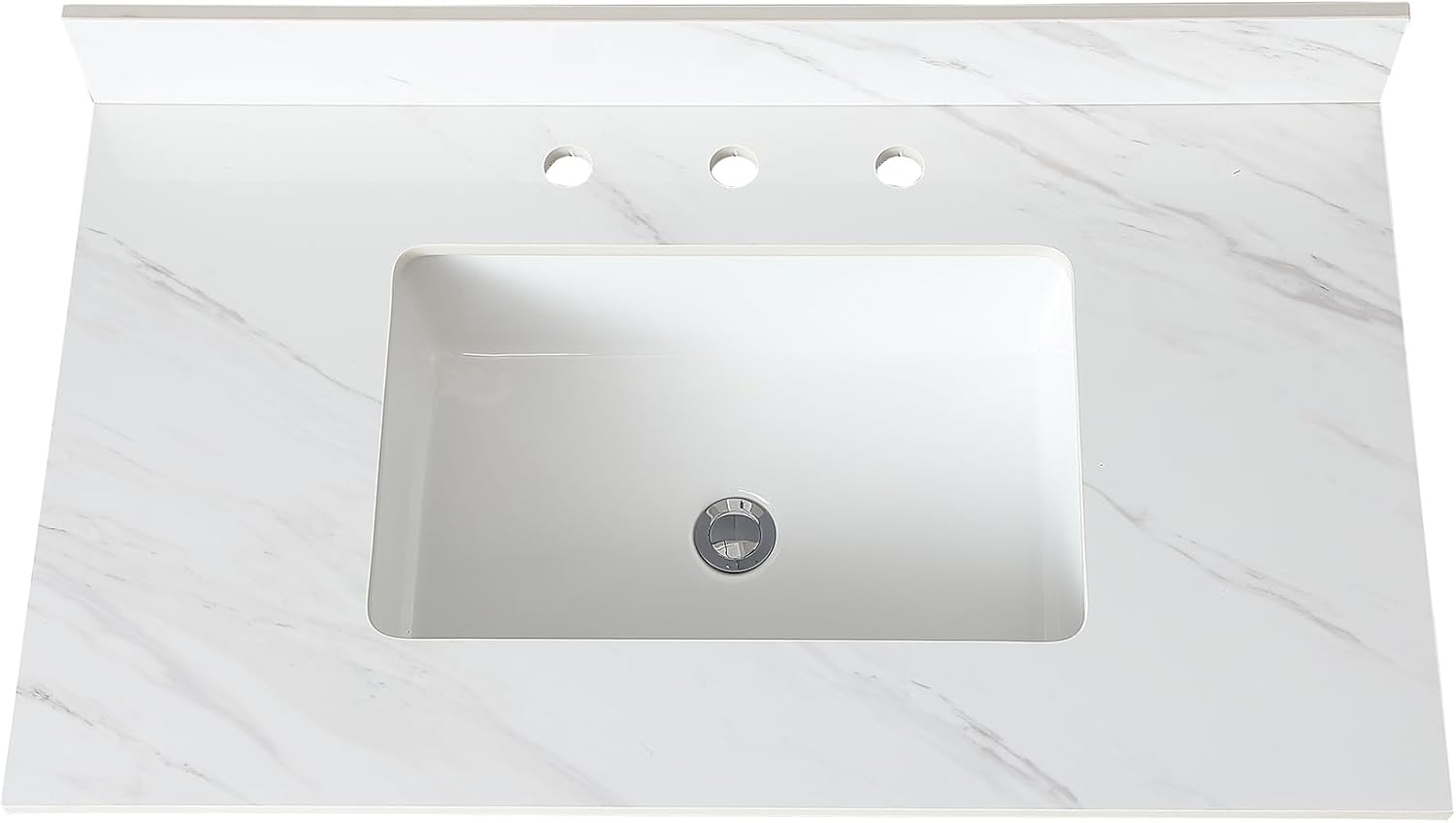 Montary 43"x 22" Bathroom Vanity Top with Undermounted Large Ceramic Sink & Backsplash, Sintered Stone Artificial Marble Vanity Sink Tops with 1 Pre-Drilled Hole for Bathroom, Gray Gold Veins