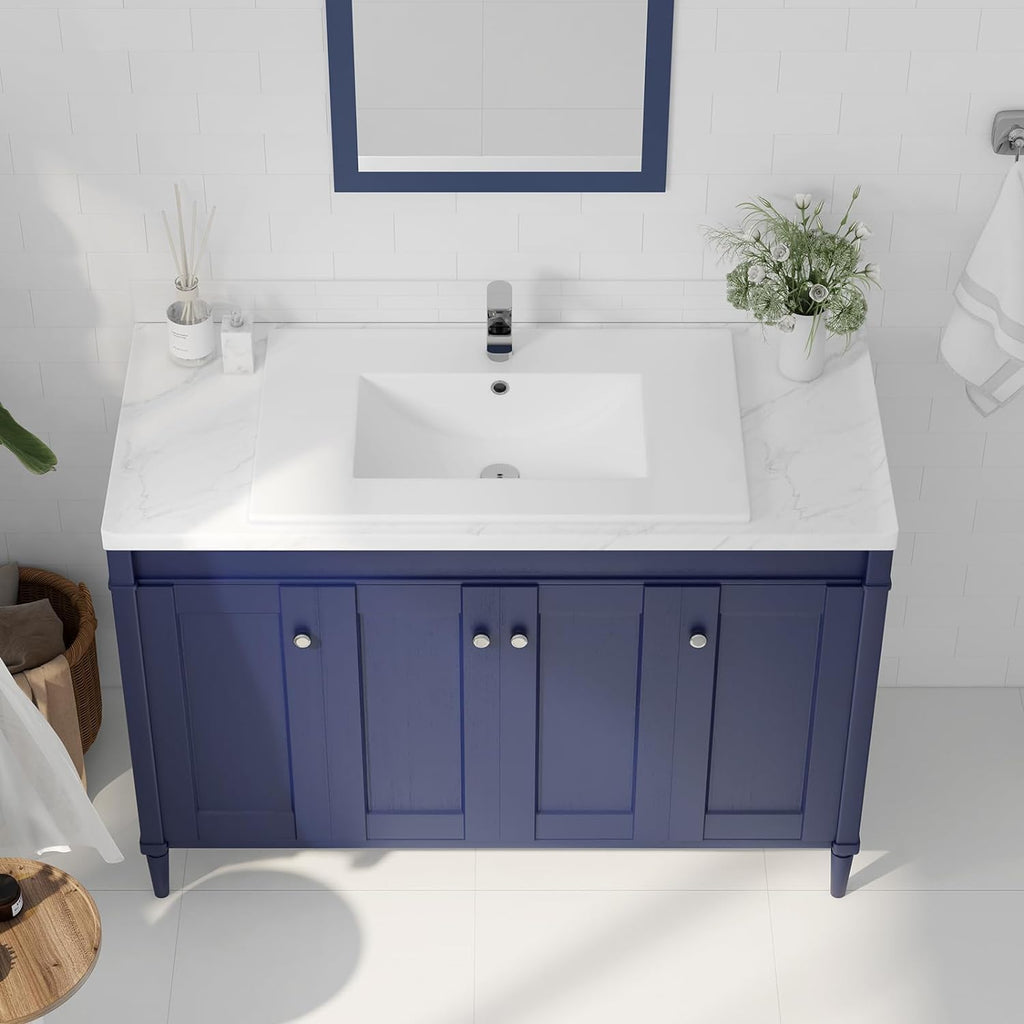 Eridanus 30"x18¼" Bathroom Vessel Sink, Ceramic Bathroom Vanity Sink Top with Overflow, Drop in Bathroom Sink Rectangle Ideal for Small Spaces, Convenient for Storing Personal Items - Glossy White