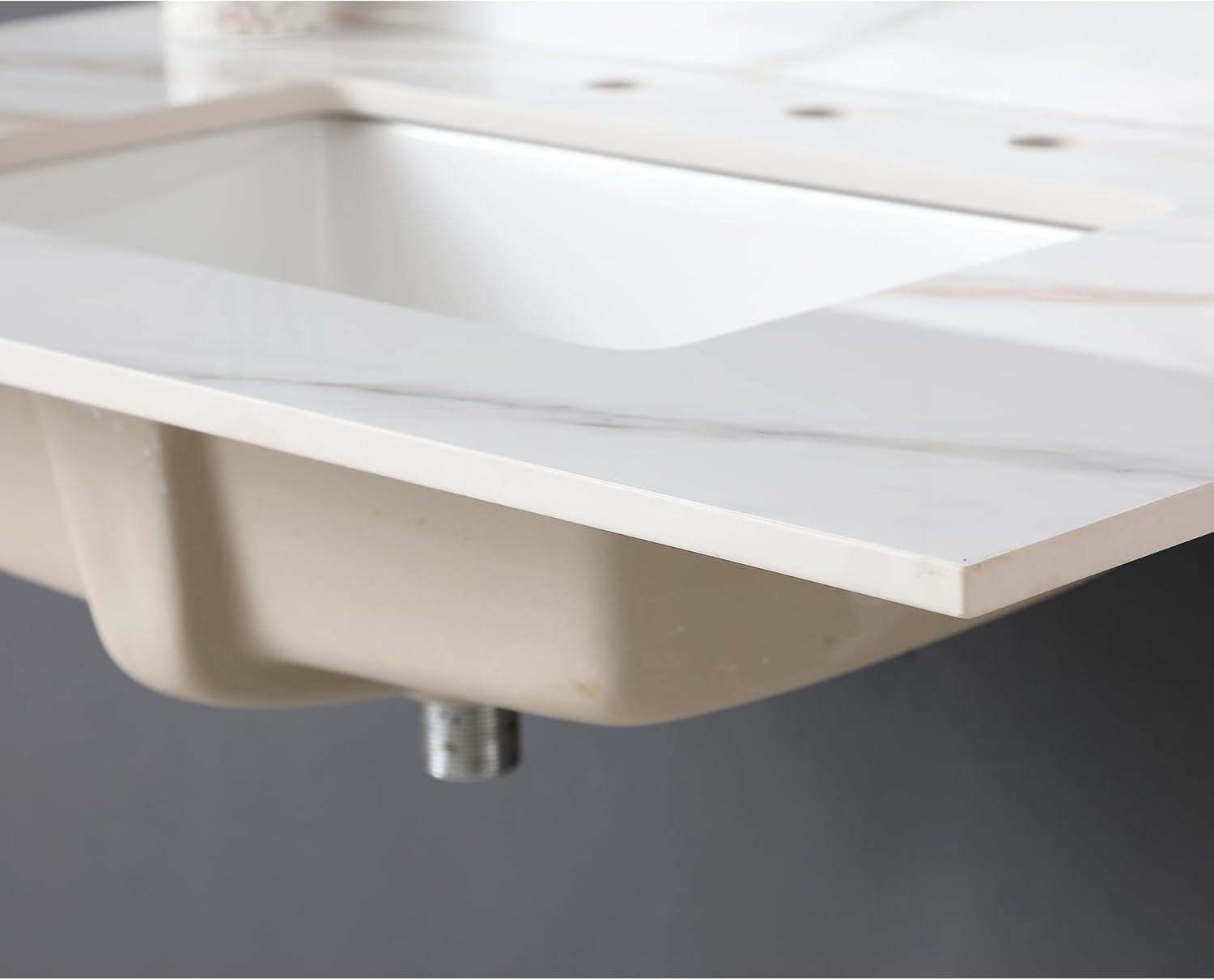 37" Bathroom Vanity Top with Ceramic Undermount Sink & Backsplash,Calacatta Gold Sintered Stone Counter Top, 3 Holes Vanity Sink Top