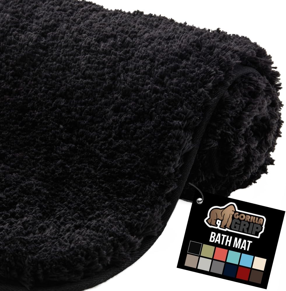 GORILLA GRIP Bathroom Rugs, 60x24, Ultra Soft Absorbent Mat, Thick Plush Bath Rug, Machine Washable, Microfiber Quick Dry, Mats for Shower, Bathtub and Floor, Home Decor Accessories, Ivory