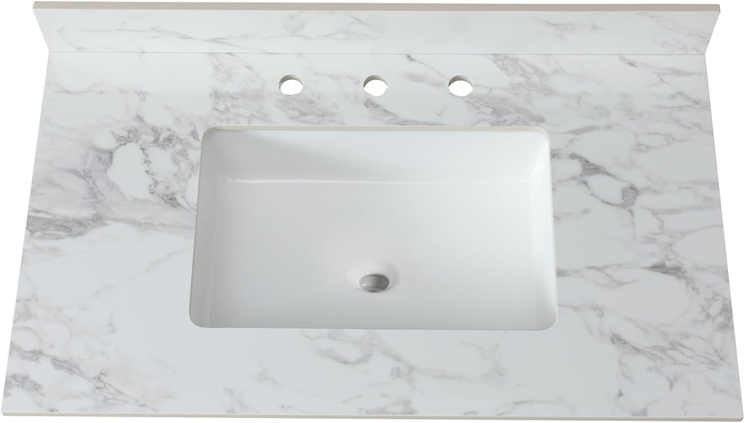 Montary 43"x 22" Bathroom Vanity Top with Undermounted Large Ceramic Sink & Backsplash, Sintered Stone Artificial Marble Vanity Sink Tops with 1 Pre-Drilled Hole for Bathroom, Gray Gold Veins