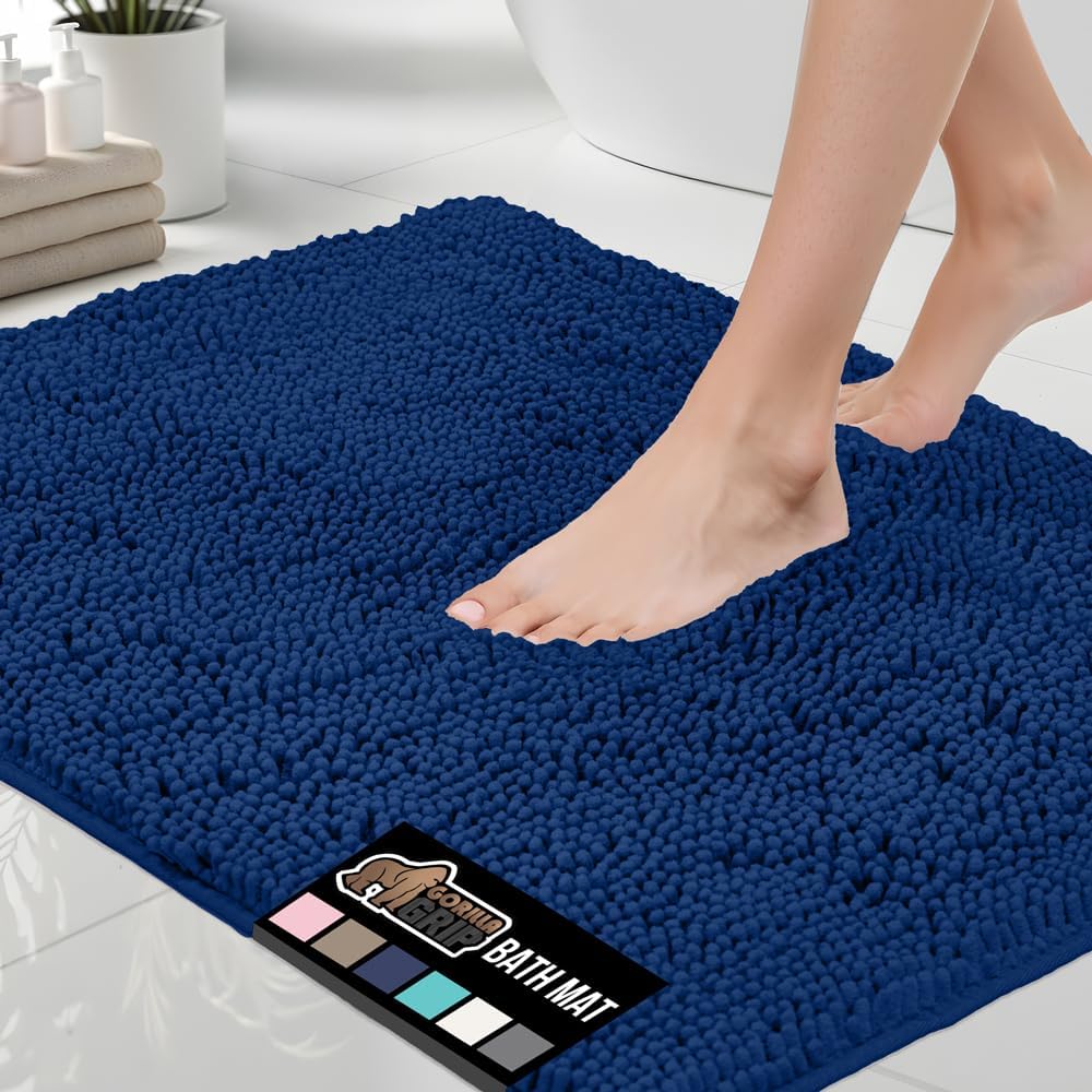 GORILLA GRIP Bath Rug Mat 70x24, Thick Soft Absorbent Chenille, Quick Dry Microfiber Mats, Rubber Backing Washable Shower Floor Rugs, Bathmat Runner, US Designed Bathroom Home Decor Accessories Grey