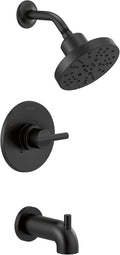 Delta Nicoli 14 Series H2Okinetic Bathtub and Shower Faucet Set, Matte Black Shower Head and Handle Set, Valve Trim Kit, Matte Black 144749-BL (Valve Included)