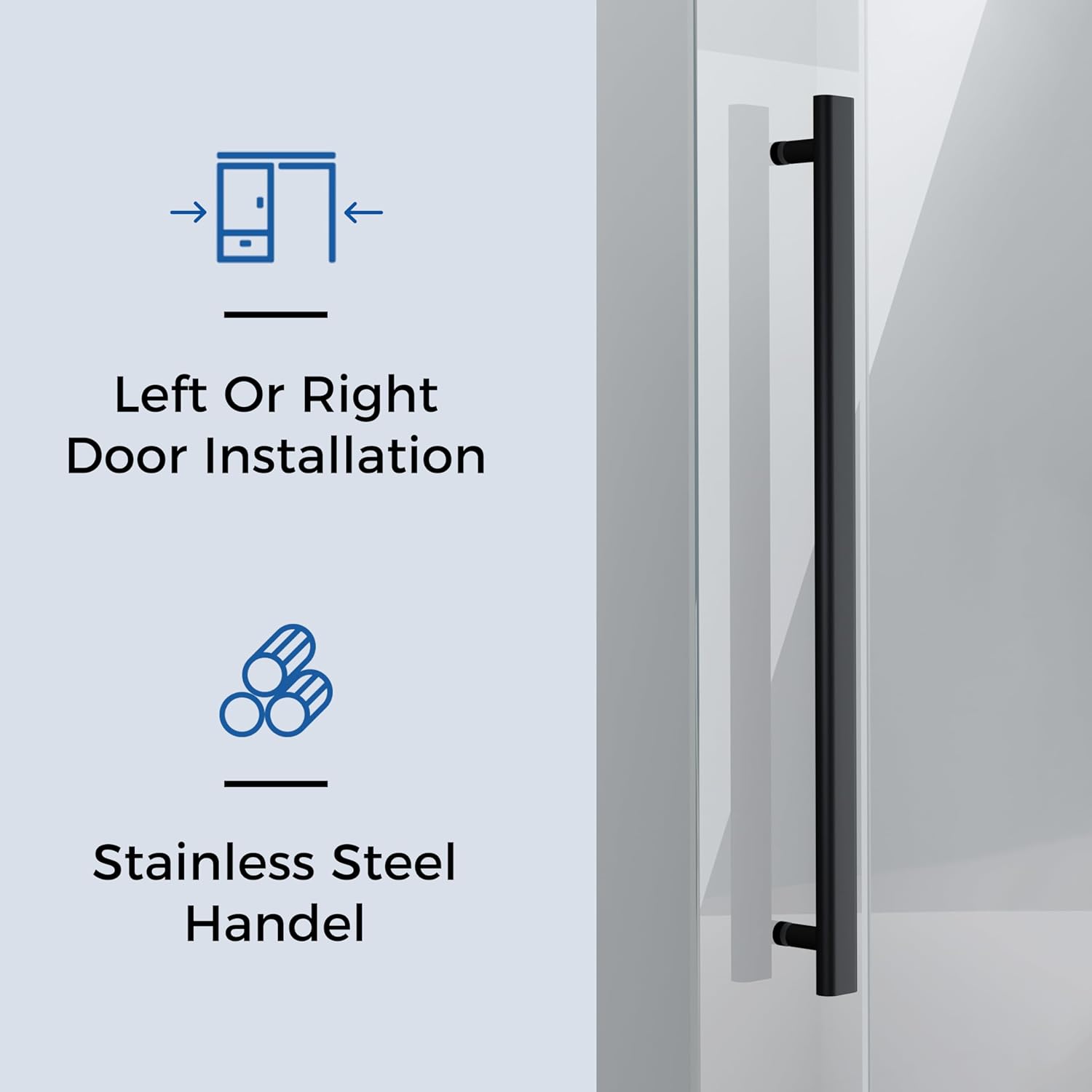 DELAVIN 56-60" W x 59" H Frameless Sliding Bathtub Door, Tub Shower Door, Bathtub Glass Door, Bathtub Shower Door, 5/16" (8mm) Certified Clear Tempered Glass, Stainless Steel Frame, Matte Black