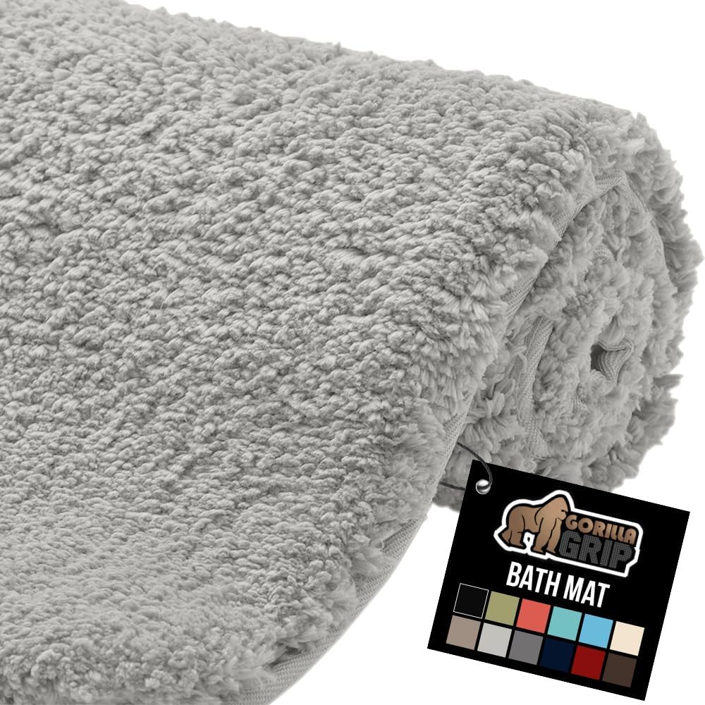 GORILLA GRIP Bathroom Rugs, 60x24, Ultra Soft Absorbent Mat, Thick Plush Bath Rug, Machine Washable, Microfiber Quick Dry, Mats for Shower, Bathtub and Floor, Home Decor Accessories, Ivory
