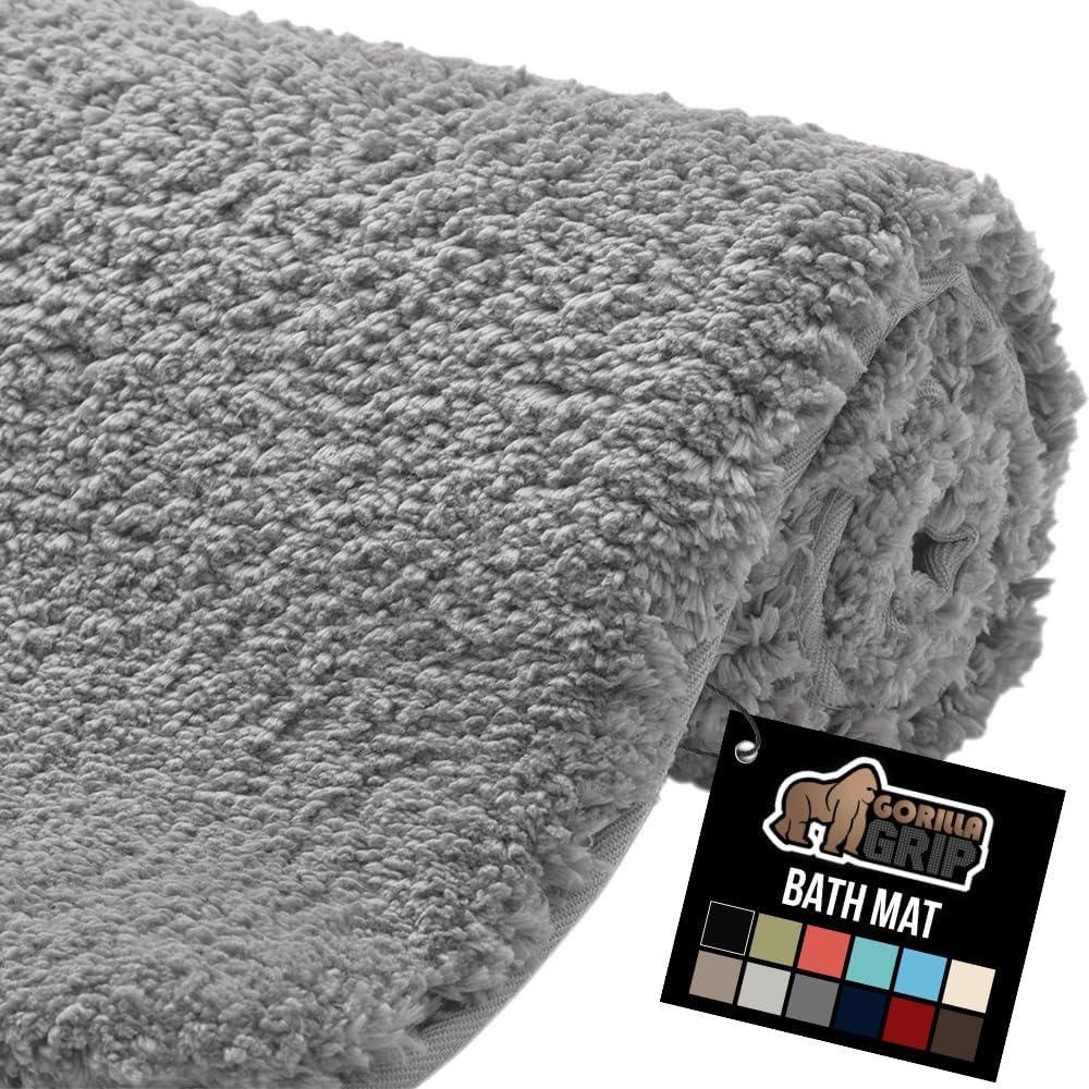 GORILLA GRIP Bathroom Rugs, 60x24, Ultra Soft Absorbent Mat, Thick Plush Bath Rug, Machine Washable, Microfiber Quick Dry, Mats for Shower, Bathtub and Floor, Home Decor Accessories, Ivory