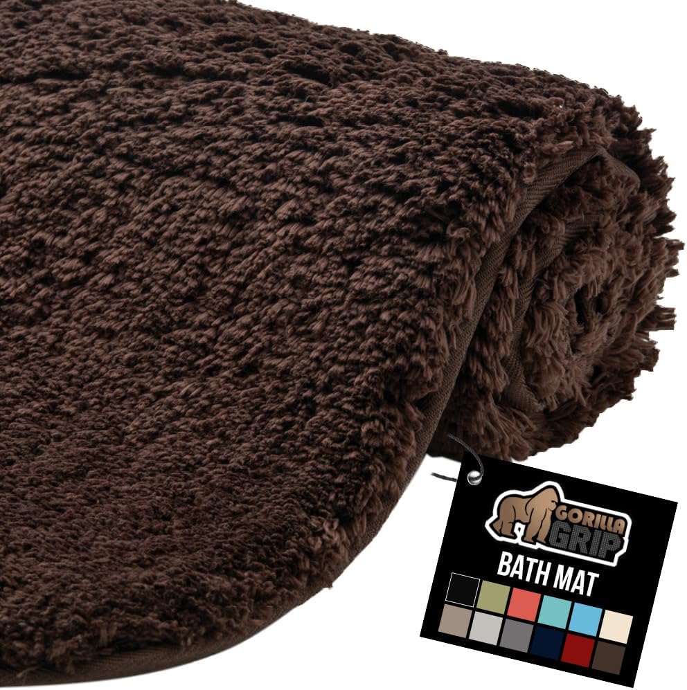 GORILLA GRIP Bathroom Rugs, 60x24, Ultra Soft Absorbent Mat, Thick Plush Bath Rug, Machine Washable, Microfiber Quick Dry, Mats for Shower, Bathtub and Floor, Home Decor Accessories, Ivory