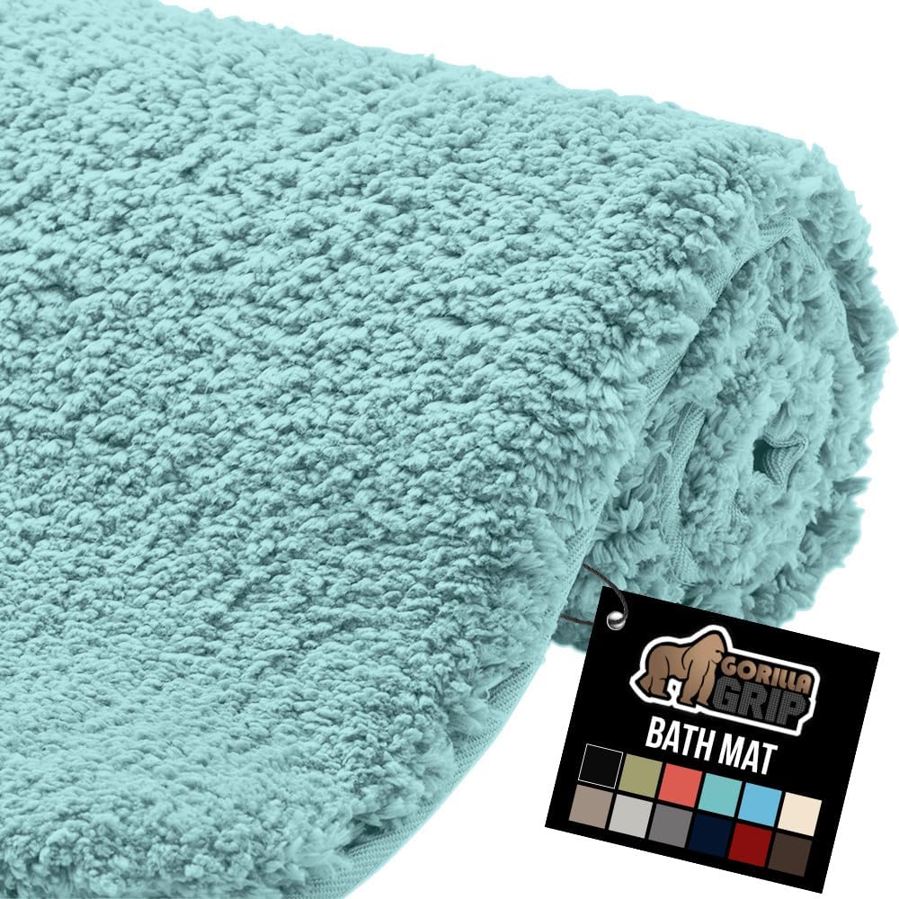 GORILLA GRIP Bathroom Rugs, 60x24, Ultra Soft Absorbent Mat, Thick Plush Bath Rug, Machine Washable, Microfiber Quick Dry, Mats for Shower, Bathtub and Floor, Home Decor Accessories, Ivory