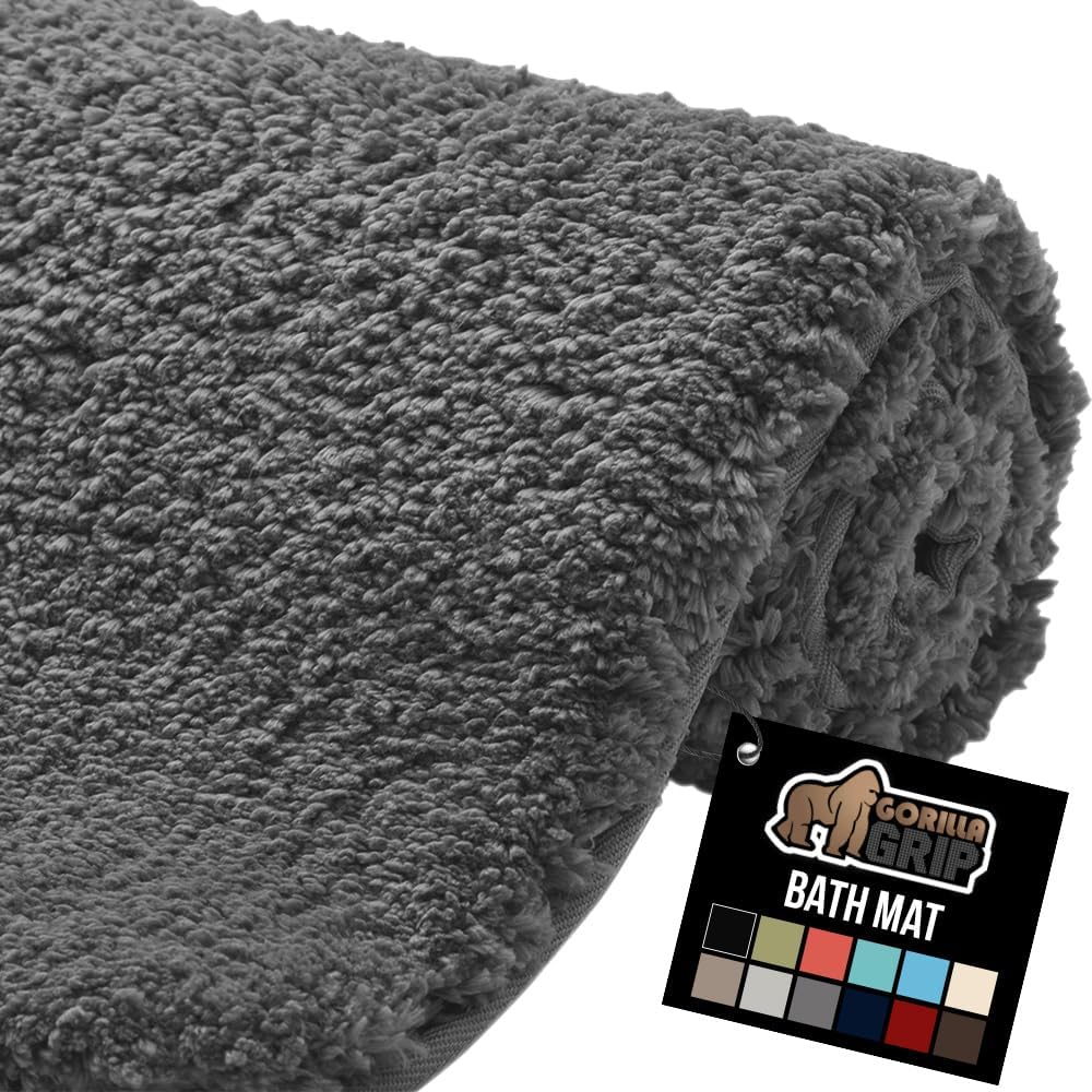 GORILLA GRIP Bathroom Rugs, 60x24, Ultra Soft Absorbent Mat, Thick Plush Bath Rug, Machine Washable, Microfiber Quick Dry, Mats for Shower, Bathtub and Floor, Home Decor Accessories, Ivory