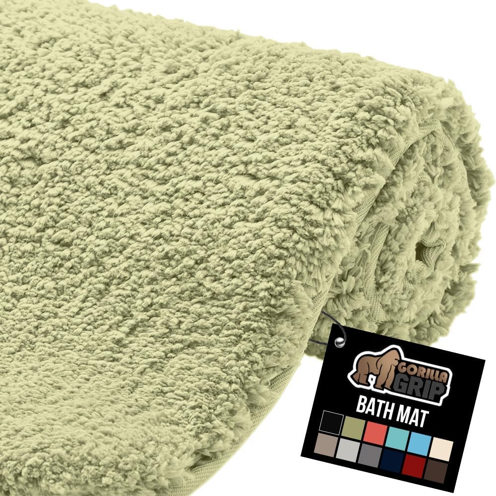 GORILLA GRIP Bathroom Rugs, 60x24, Ultra Soft Absorbent Mat, Thick Plush Bath Rug, Machine Washable, Microfiber Quick Dry, Mats for Shower, Bathtub and Floor, Home Decor Accessories, Ivory