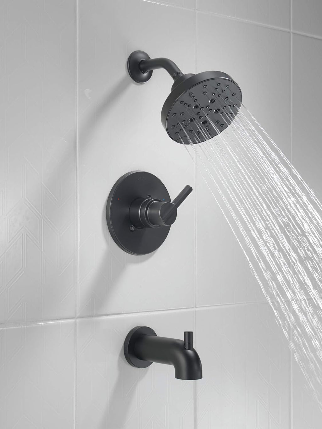 Delta Nicoli 14 Series H2Okinetic Bathtub and Shower Faucet Set, Matte Black Shower Head and Handle Set, Valve Trim Kit, Matte Black 144749-BL (Valve Included)