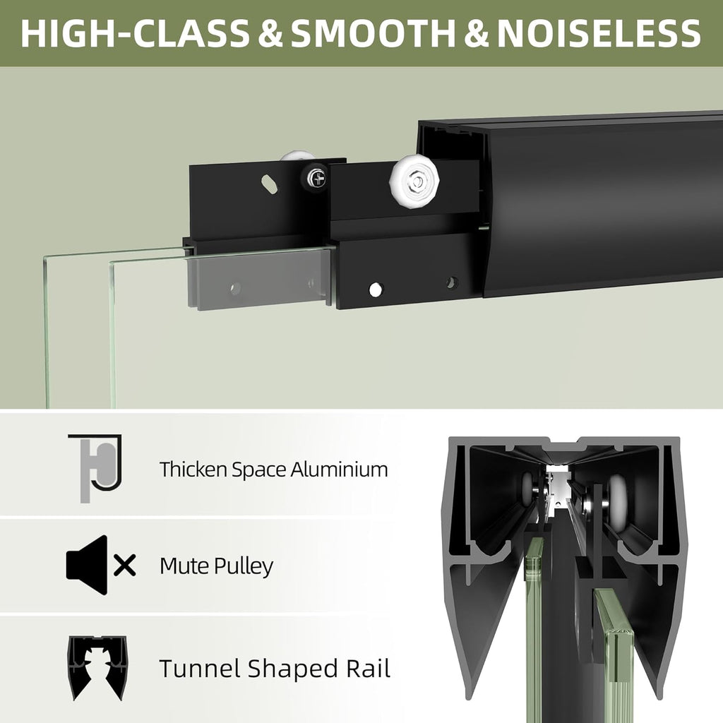 GETPRO Tub Shower Door Sliding 57-60 in. W x 58 in. H Semi-Frameless Bypass Double Sliding Bathroom Glass Tub Door,1/4 inch Clear Tempered Glass Bathtub Door Matte Black