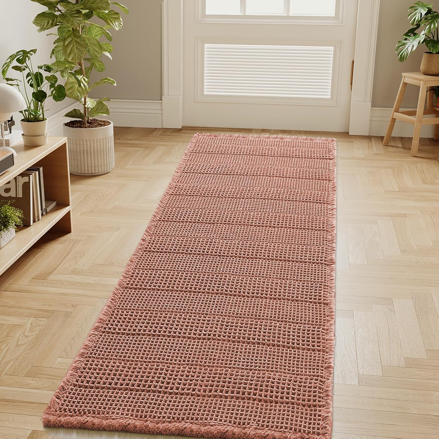 H.VERSAILTEX Waffle Bath Mat Super Absorbent Bathroom Mats Non Slip Bath Rugs for Bathroom Floor Machine Washable Ultra Soft Bathroom Rugs for Beside Tub, (32 x 20 Plus 24 x 60 - Inches, Irish Cream)