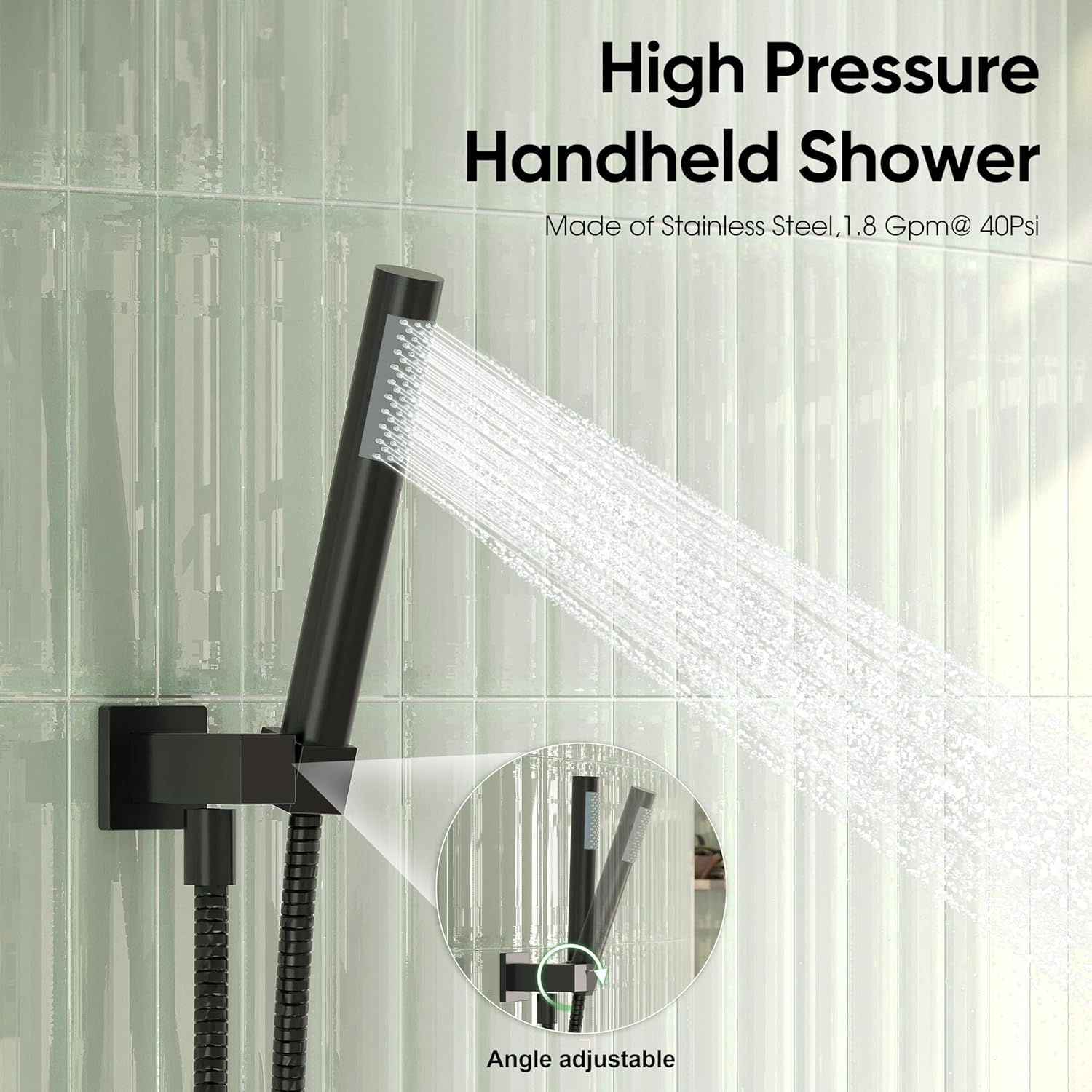 Esnbia Shower System with Tub Spout,Black Bathtub Shower Faucet Set,10 Inches Rain Shower Heads with Handheld Spary Combo, Tub Shower Kit with 3-Way Shower Valve, Matte Black