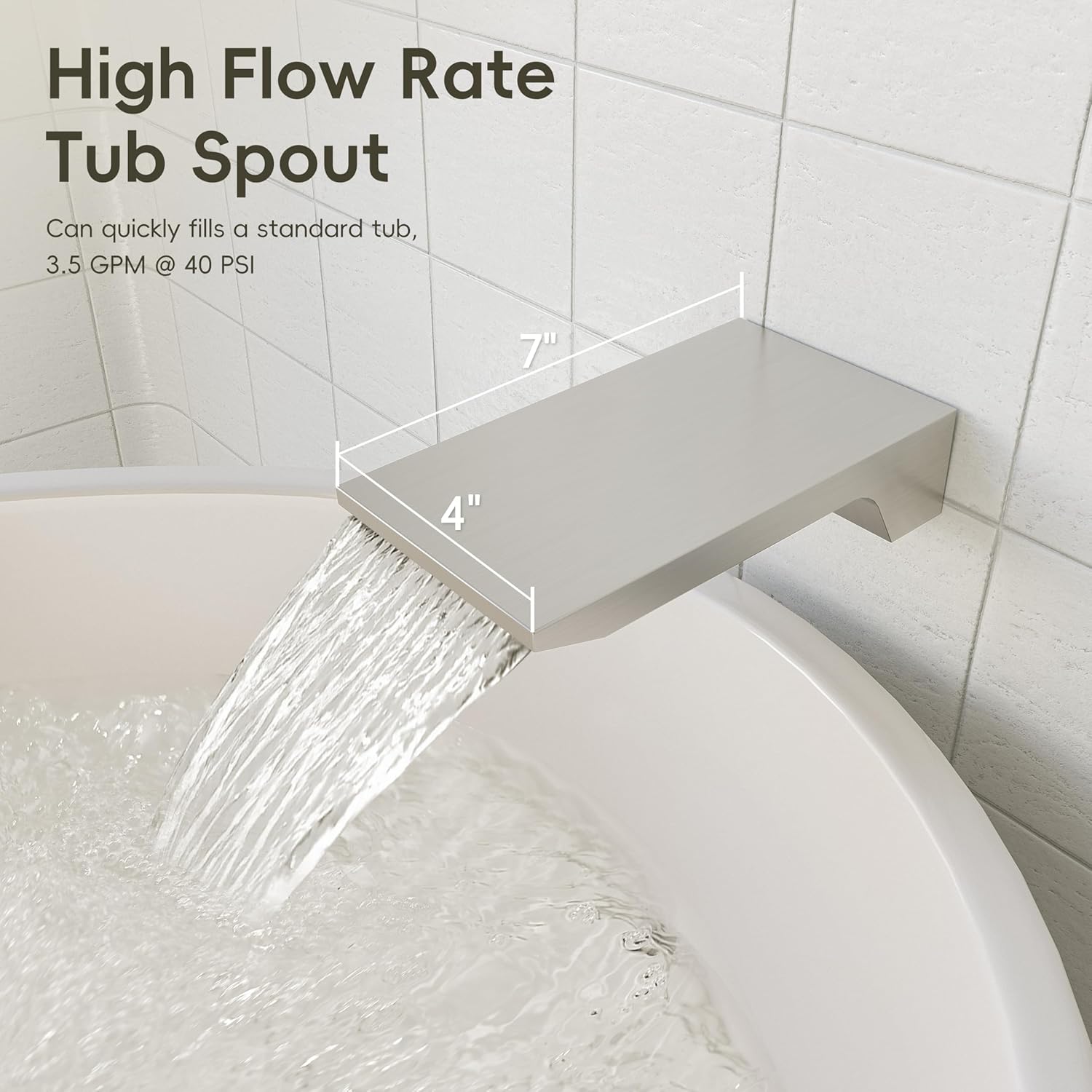 Gabrylly Shower System with Tub Spout, Wall Mounted Tub Shower Faucet Set for Bathroom with High Pressure 10" Rain Shower head and 3-Setting Handheld Shower Head Set, Brushed Nickel