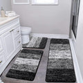 Pauwer Bathroom Rugs Sets 3 Piece Shower Rugs with U-Shaped Contour Toilet Mat Absorbent Microfiber Plush Bath Mats Non Slip Bath Rugs Machine Washable Shaggy Bathroom Floor Mats, Grey