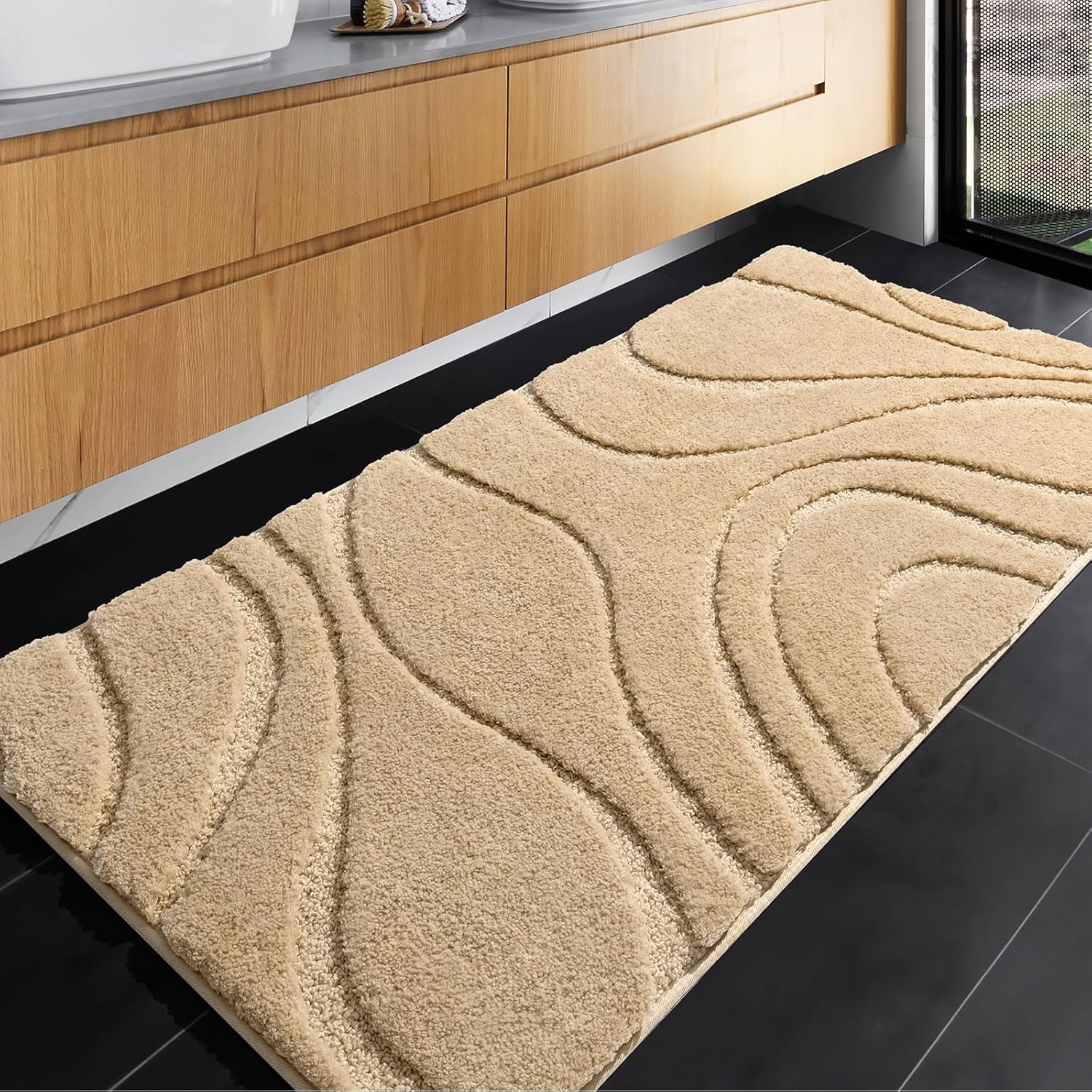 DEXDE Bathroom Rugs Mat Runner 24x60 Inch, Light Gray Bath Rugs Ultra Plush Fluffy Long Non-Slip Machine Wash Dry Bath Mats Large Soft Absorbent Microfiber Carpet for Bathroom Floor Tub Shower