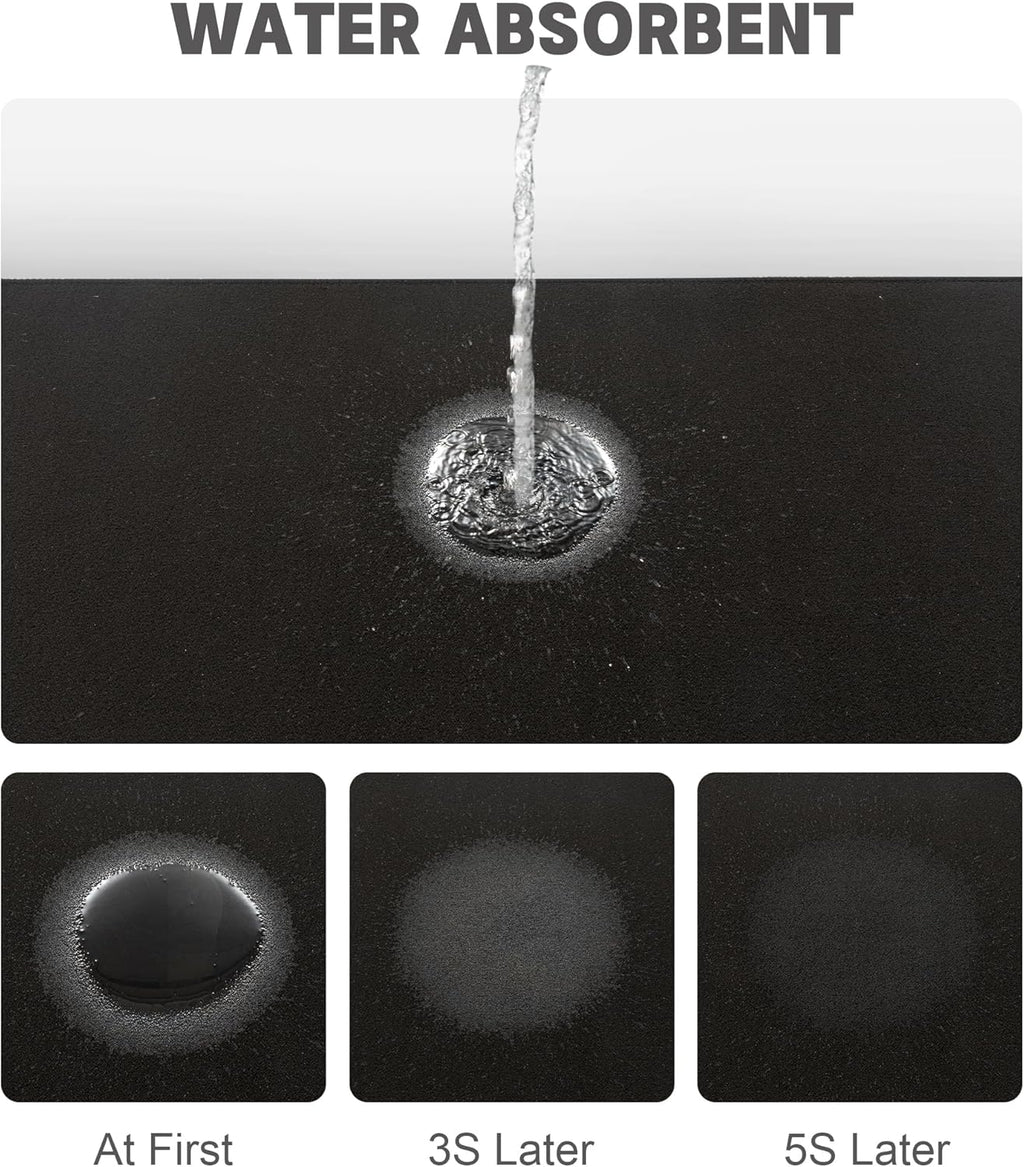 YIHOUSE Bathroom Rug Sets 2 Piece, Ultra Thin Bath Mat Fit Under Door, Quick Dry Absorbent Bath Mat for Bathroom Non Slip Machine Washable Floor Mat (Black, 2 Piece)