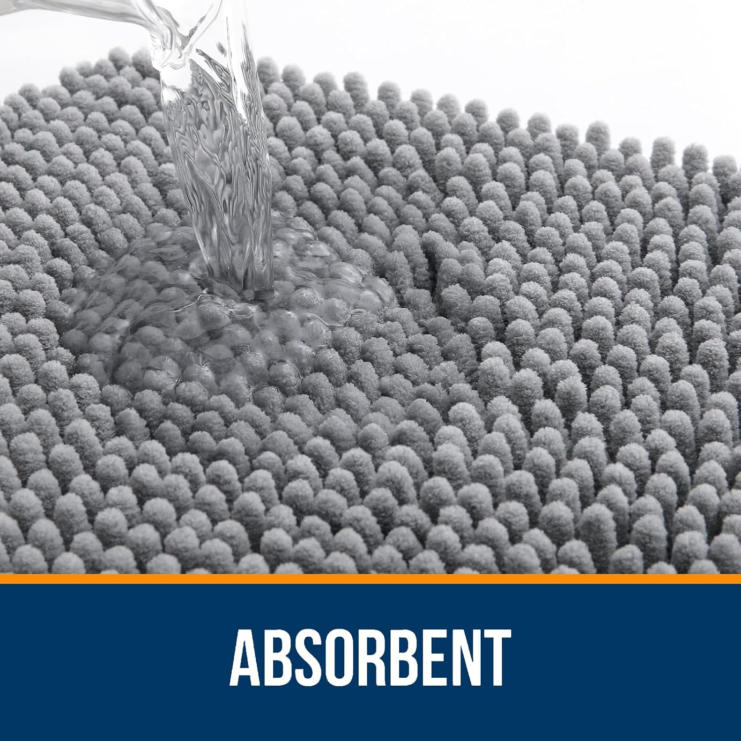 OLANLY Bathroom Rugs 70x24, Extra Soft Absorbent Chenille Bath Rugs, Rubber Backing Quick Dry, Machine Washable Bath Mats for Bathroom Floor, Tub and Shower, Home Decor Accessories, Grey