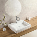 24 x18 Inch Rectangular White Bathroom Vessel Sink, Above Counter Porcelain Ceramic Sinks,Vanity Lavatory Bath Countertop Bathroom Sinks Bowl Basin with Faucet Hole(LA-4427)