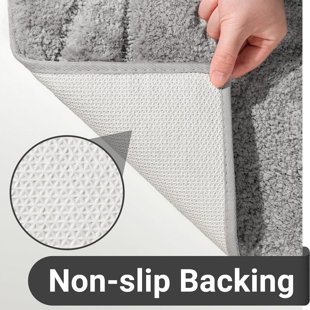 DEXDE Bathroom Rugs Mat Runner 24x60 Inch, Light Gray Bath Rugs Ultra Plush Fluffy Long Non-Slip Machine Wash Dry Bath Mats Large Soft Absorbent Microfiber Carpet for Bathroom Floor Tub Shower