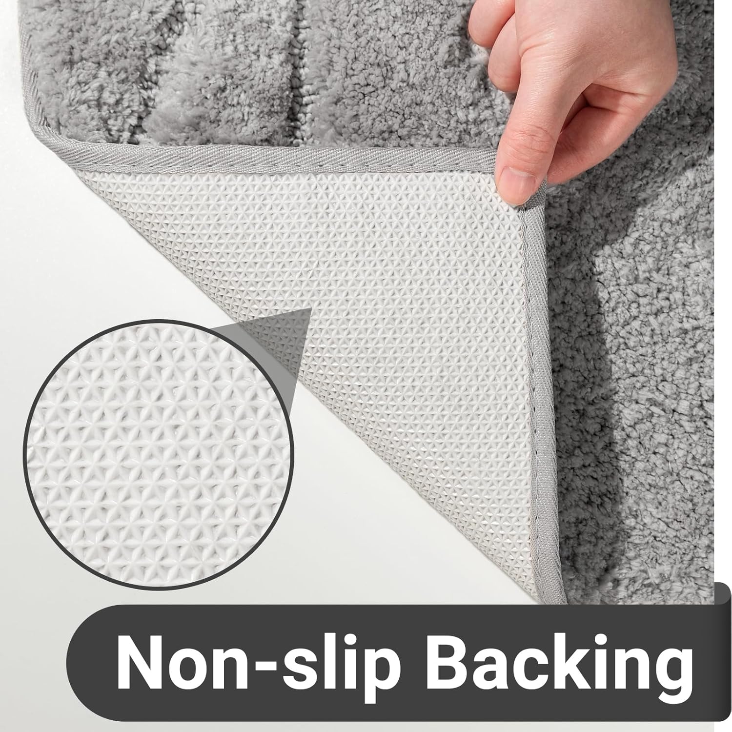 DEXDE Bathroom Rugs Mat Runner 24x60 Inch, Light Gray Bath Rugs Ultra Plush Fluffy Long Non-Slip Machine Wash Dry Bath Mats Large Soft Absorbent Microfiber Carpet for Bathroom Floor Tub Shower