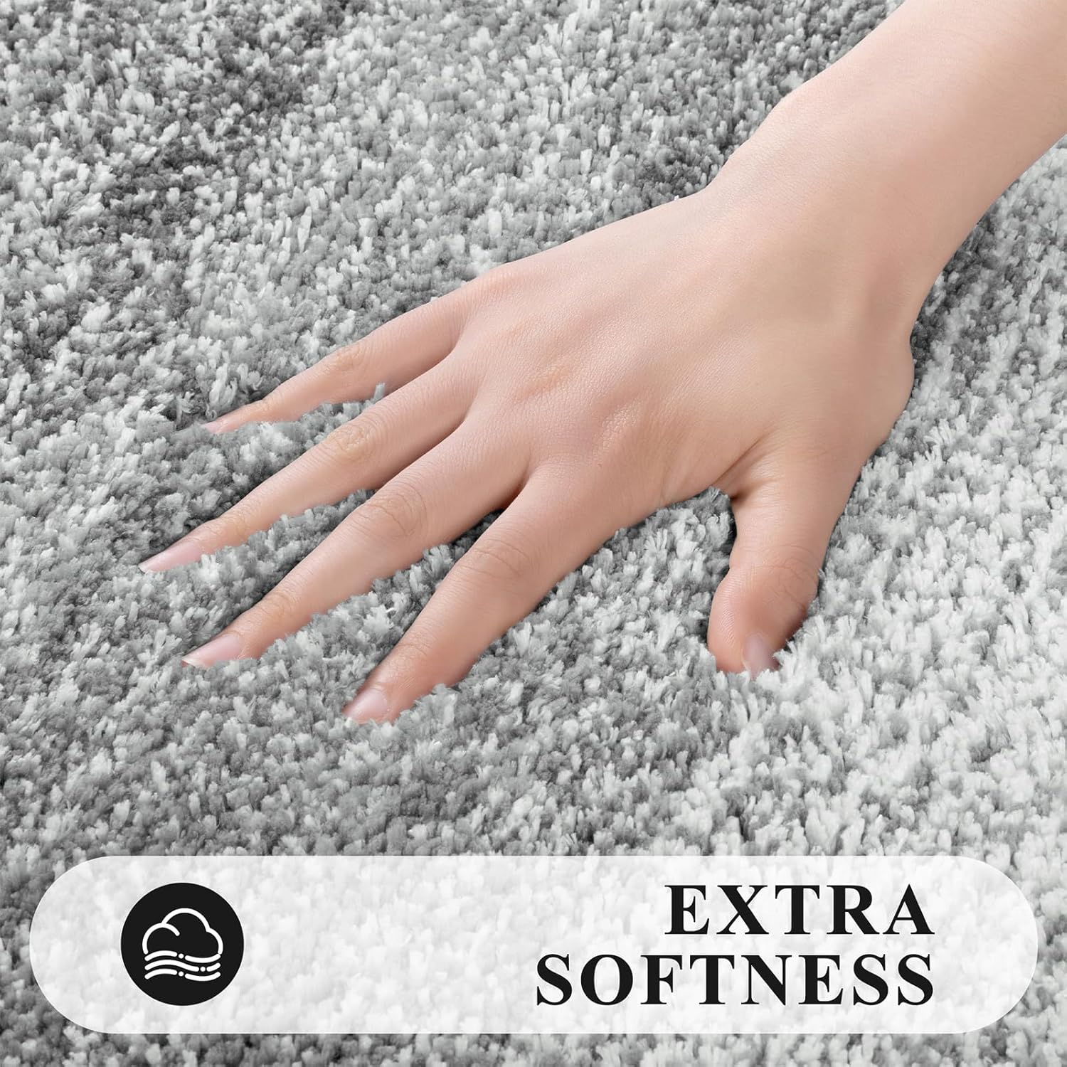 Pauwer Bathroom Rugs Sets 3 Piece Shower Rugs with U-Shaped Contour Toilet Mat Absorbent Microfiber Plush Bath Mats Non Slip Bath Rugs Machine Washable Shaggy Bathroom Floor Mats, Grey