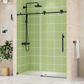 DELAVIN 56-60" W x 59" H Frameless Sliding Bathtub Door, Tub Shower Door, Bathtub Glass Door, Bathtub Shower Door, 5/16" (8mm) Certified Clear Tempered Glass, Stainless Steel Frame, Matte Black