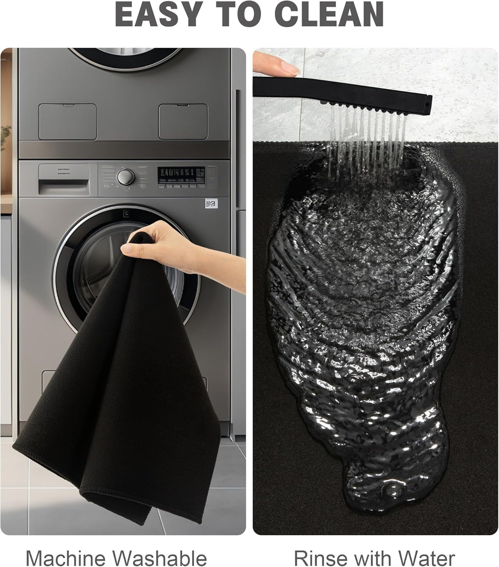 YIHOUSE Bathroom Rug Sets 2 Piece, Ultra Thin Bath Mat Fit Under Door, Quick Dry Absorbent Bath Mat for Bathroom Non Slip Machine Washable Floor Mat (Black, 2 Piece)